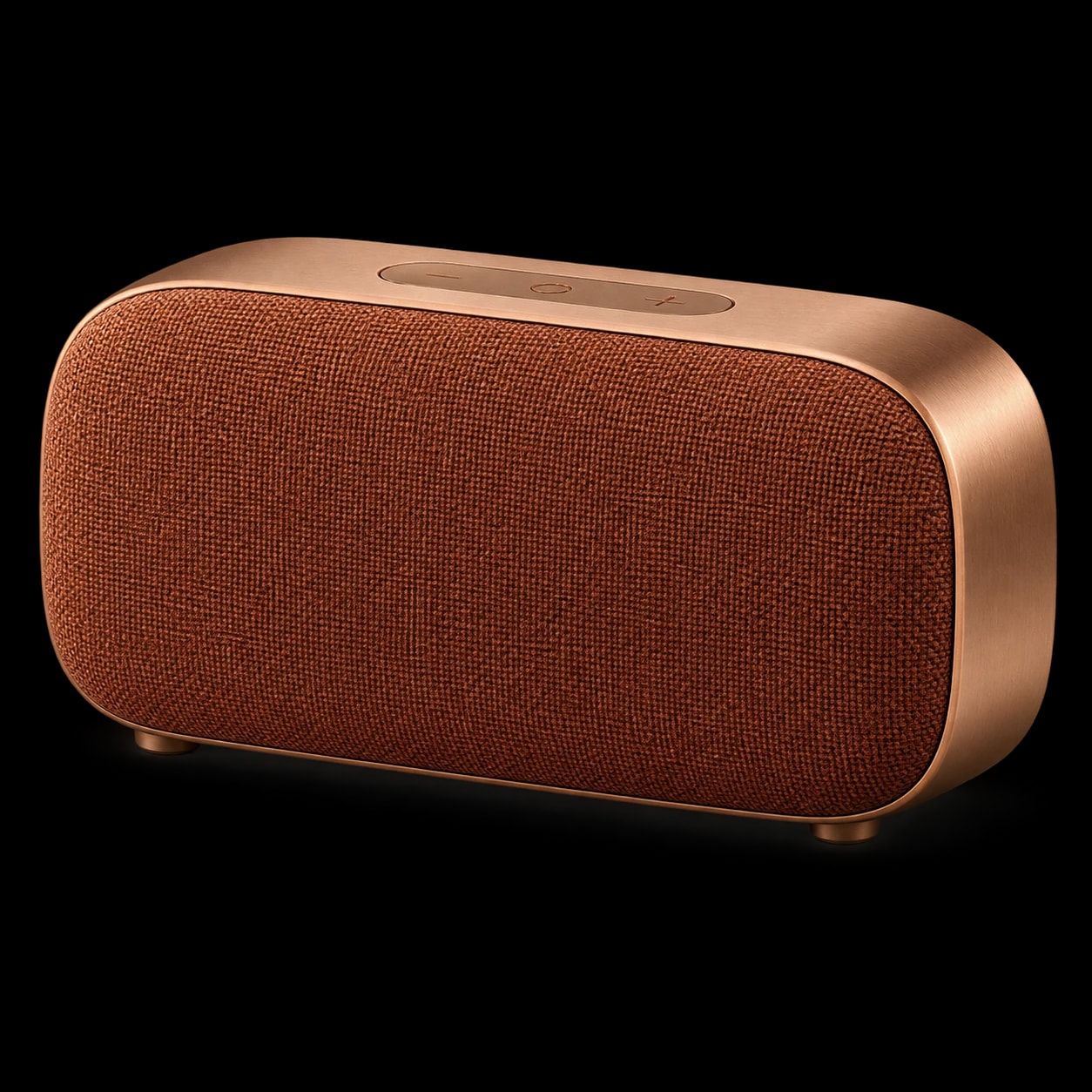 Speaker One speaker in Copper, with a woven front and a metal body