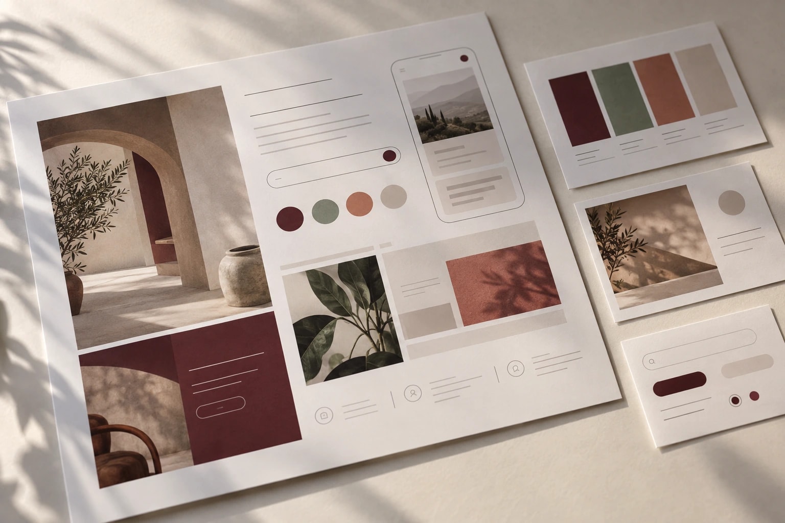 Illustrative design-system study bringing together color, interface components and screen design.